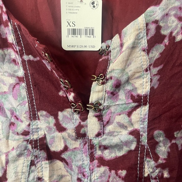 Free People BOHO Sully Mini Dress Purple Floral Print Flared Raisin Sz XS - Picture 7 of 11